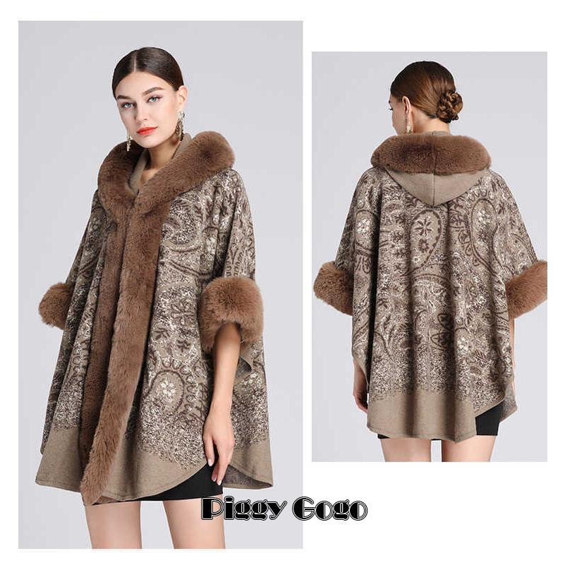 Rene　ウールポンチョ　ファー着脱可能　ブラウン FXX782AQ8GF0QE1_02?wid=2000&