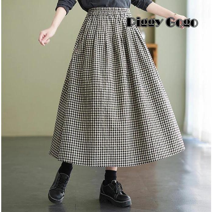 スカート レディース ギンガムチェック ロングスカート フレア