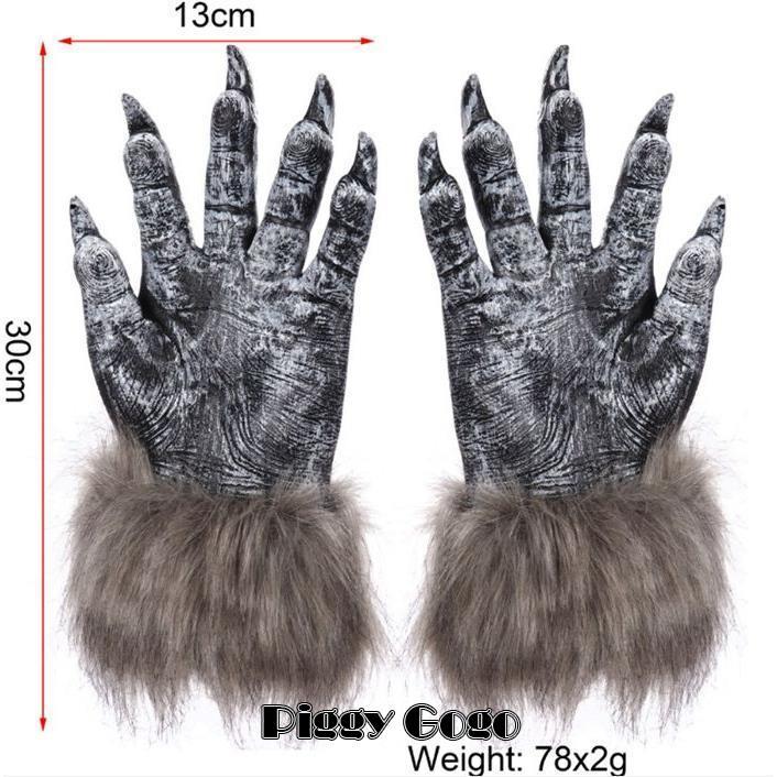 手袋　ゴム　グローブ　ケモノ　オオカミ　コスプレ　2個セット　50cm【残3のみ 手袋 ゴム グローブ ケモノ オオカミ コスプレ 2個セット 50cm
