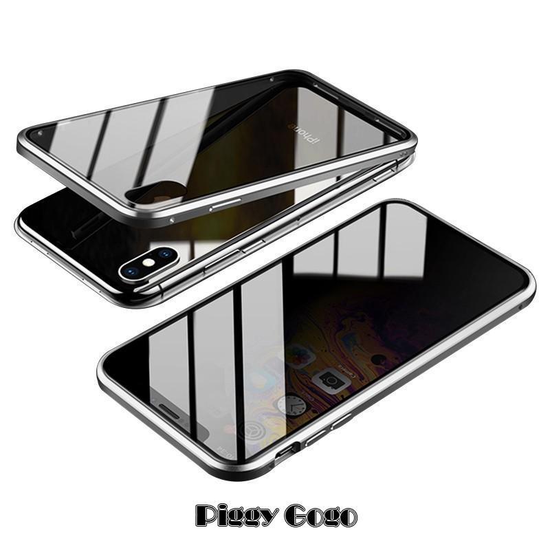 iPhoneSE3 ケース 覗き見防止 iPhone8 Plus ケース 耐衝撃 アイフォンSE 2 カバー ストラップ機能 マグネット iPhone7 スマホケース メタル 強化ガラス 薄型｜piggygogo｜05