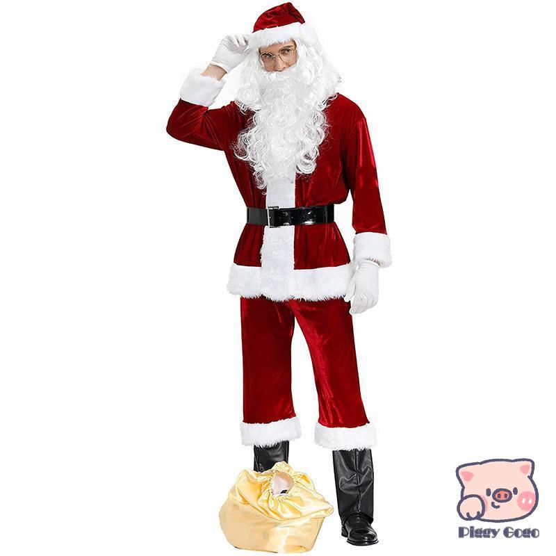 メンズ サンタクロース コスプレ 衣装 クリスマス 仮装 コスチューム 大きいサイズ 9点 セット｜piggygogo｜04