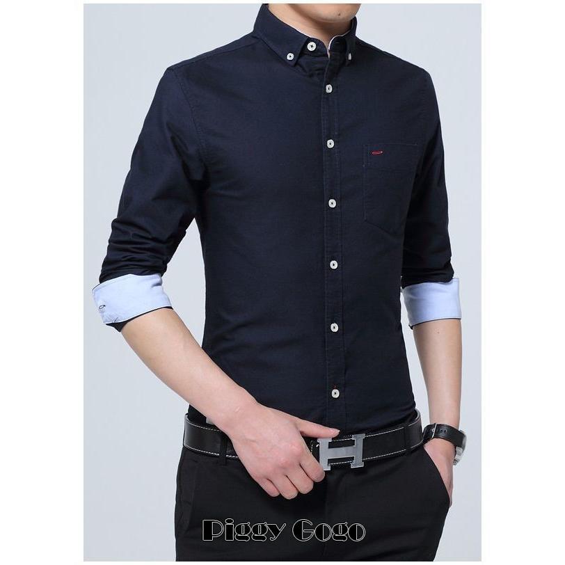 ボタンダウンシャツ カジュアルシャツ 長袖 無地 単色 メンズ トップス