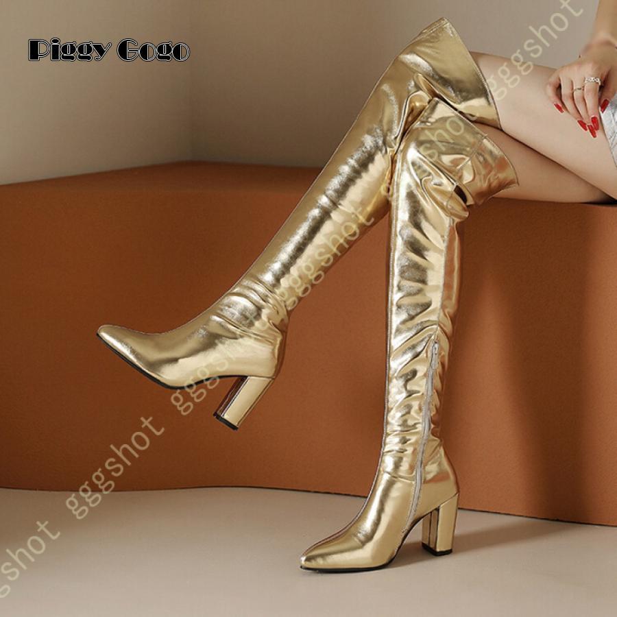 ニーハイブーツ ロングブーツ エナメル ジップ 8.5cm ヒール ニーハイブーツ ロングブーツ エナメル ジップ 8.5cm ヒール