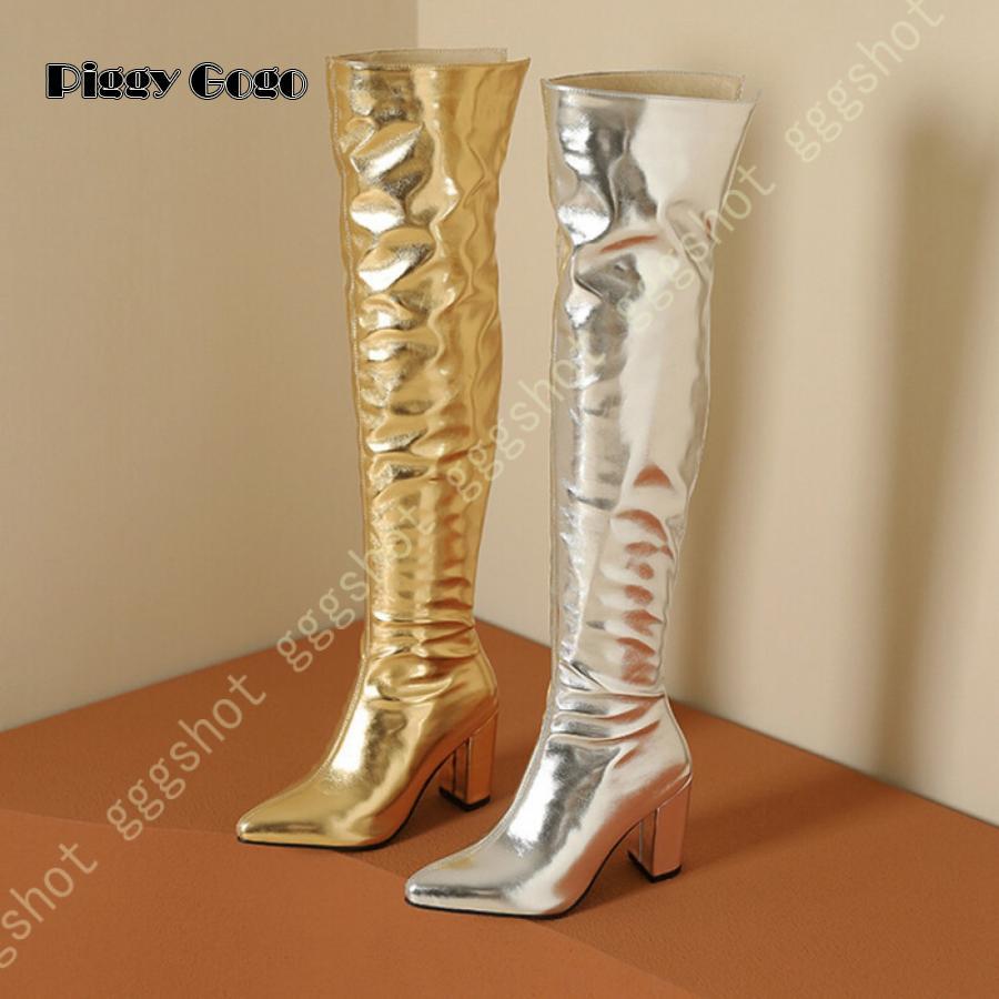 ニーハイブーツ ロングブーツ エナメル ジップ 8.5cm ヒール ニーハイブーツ ロングブーツ エナメル ジップ 8.5cm ヒール