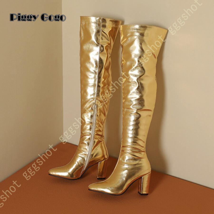ニーハイブーツ ロングブーツ エナメル ジップ 8.5cm ヒール ニーハイブーツ ロングブーツ エナメル ジップ 8.5cm ヒール