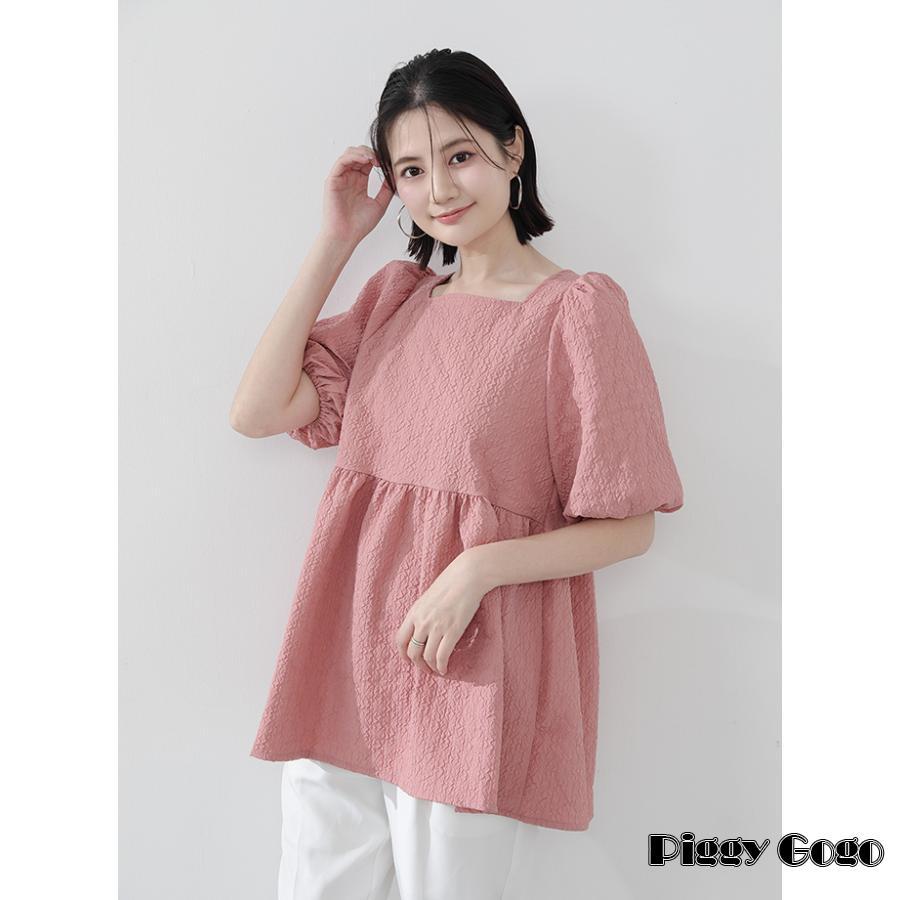 VALENTINO】半袖ブラウスシルク100％ スクエアネックカーキレース