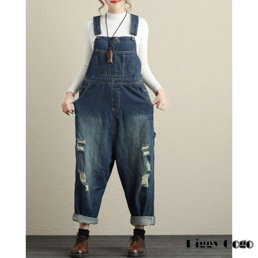 デニムサロペット ワイドパンツ 大きいサイズ ゆったり 体型
