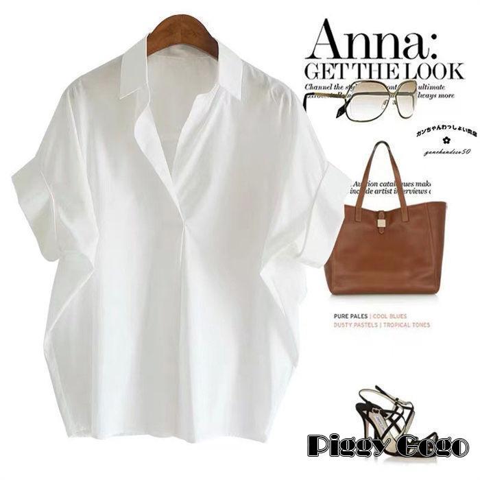 ブラウス レディース チュニック シャツ 白シャツ ホワイトシャツ 半袖