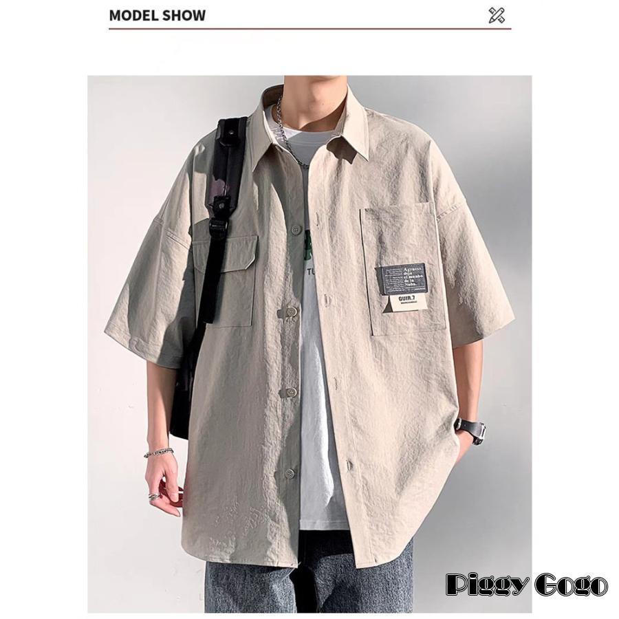 シャツ メンズ カーゴシャツ 開襟シャツ カジュアルシャツ