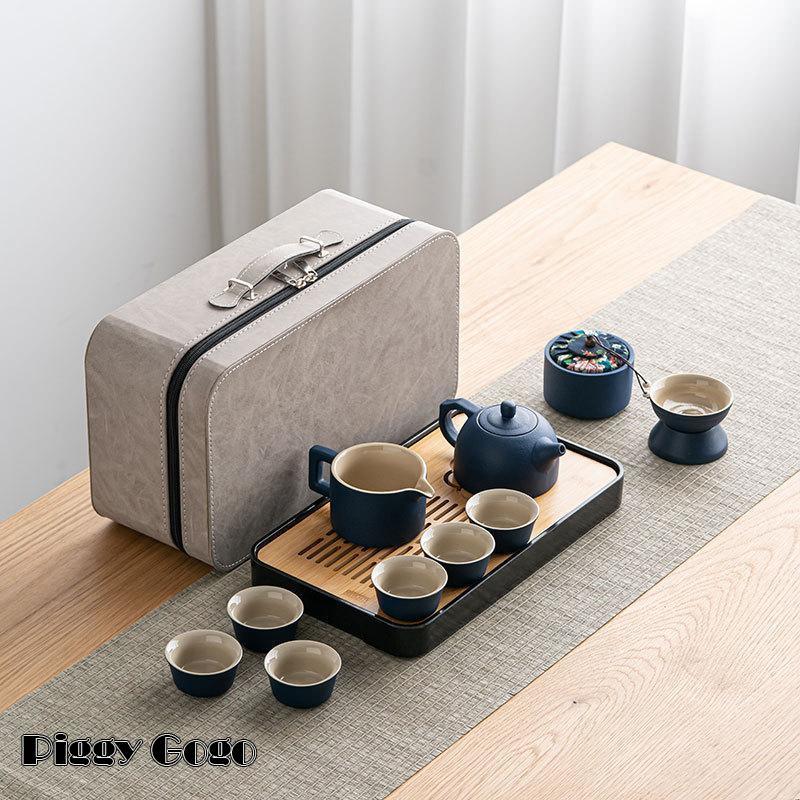 陶器の茶器セット 10点 木箱入り 茶器セット ティーセット 陶器 湯呑み 和風急須 12個セット