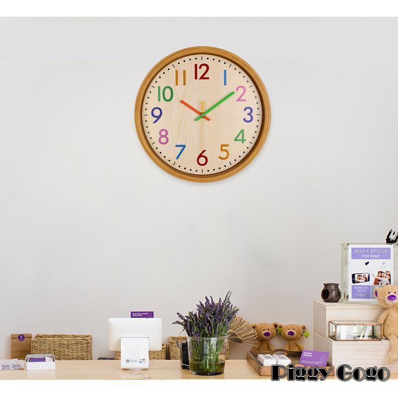 壁掛け時計 子供 部屋 知育時計 見やすい 補助数字付き 静音 掛け時計