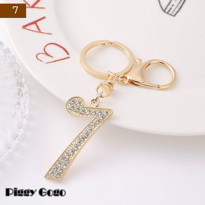 キーホルダー バッグチャーム 数字 ナンバー キラキラ ライン