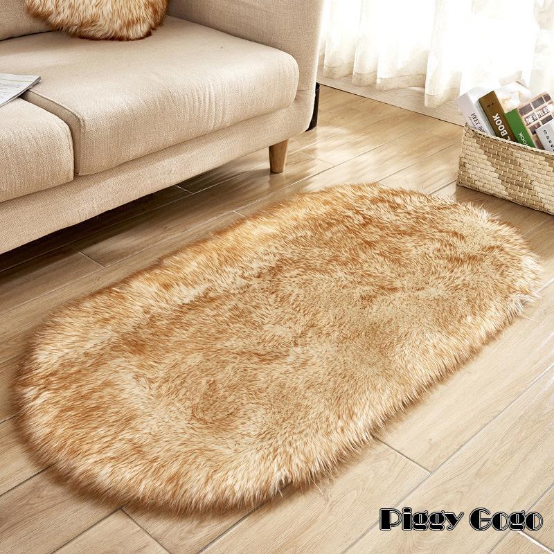 ムートン　ラグ　敷物　シープスキンマット　クリーム色 羊毛ラグ 長方形 ムートンラグ 人造シープスキンラグ フェイクシープスキンラグ