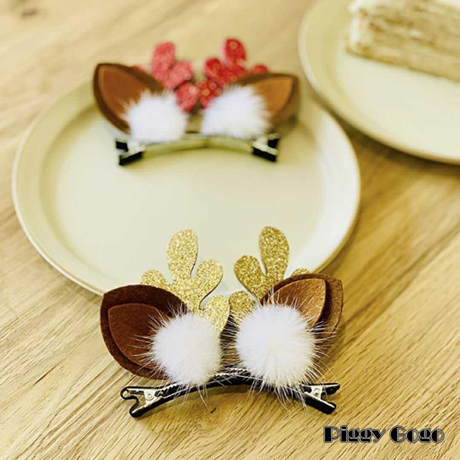 ヘアピン トナカイ レッドorホワイト 髪留め ヘアアクセサリー