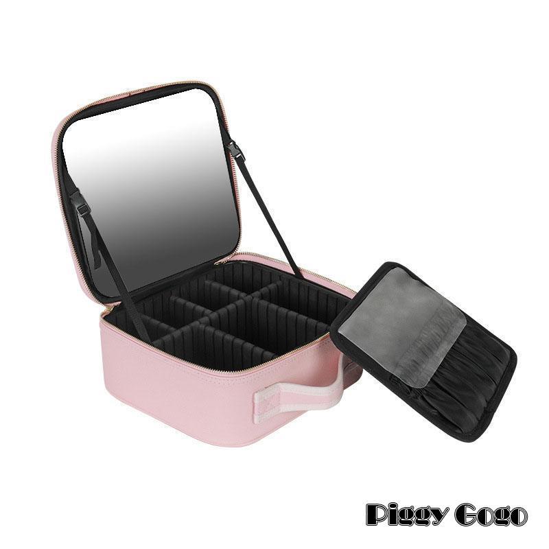 mao nail ピンク収納ボックス ミラー付き メイクボックス 鏡付き コスメ収納 大容量 持ち運び プロ