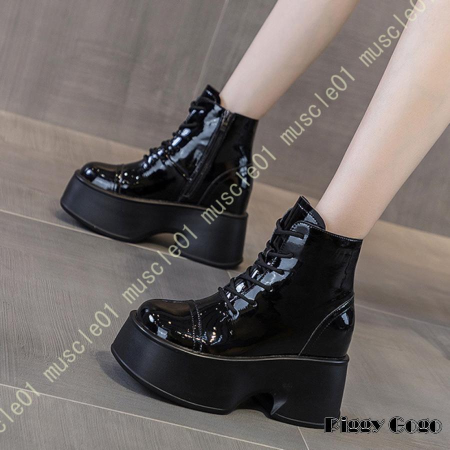 美品 スタッカート ショートブーツ 厚底 センタージップ 黒レザー 元3.4万 ダンスシューズ ブーツ 編み上げ ジャズダンス ヒップホップ