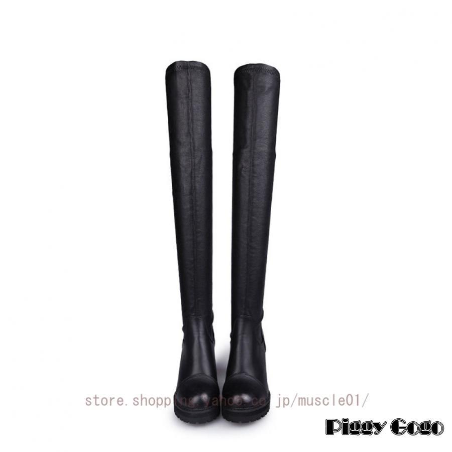 レディース ブーツ ロングブーツ ニーハイブーツ 太ヒール 美脚