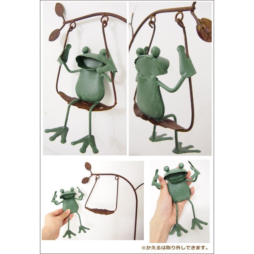 カエルピック ブランコ ぶら下がり ガーデンピック カエル グッズ