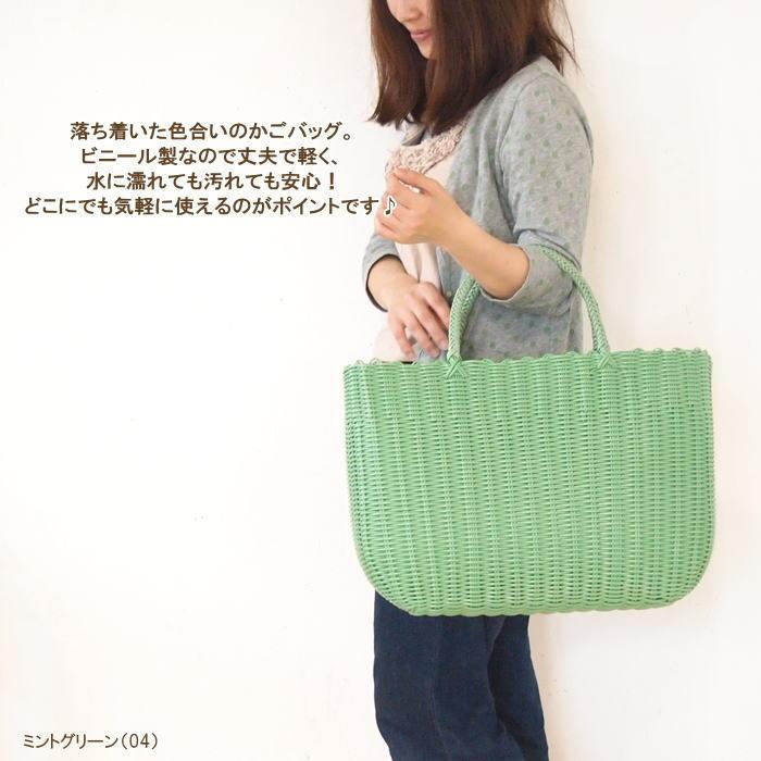 pionunnal ビニールトートバッグ ミントグリーン バッグ レディース トート かごバッグ おしゃれ 手提げ 夏 大きめ pp