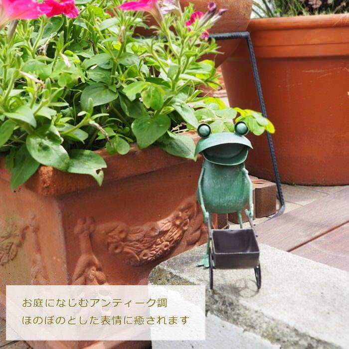 ブリキ ガーデニング カエル 置物 メタルフロッグ昼寝 カエル頬づえ