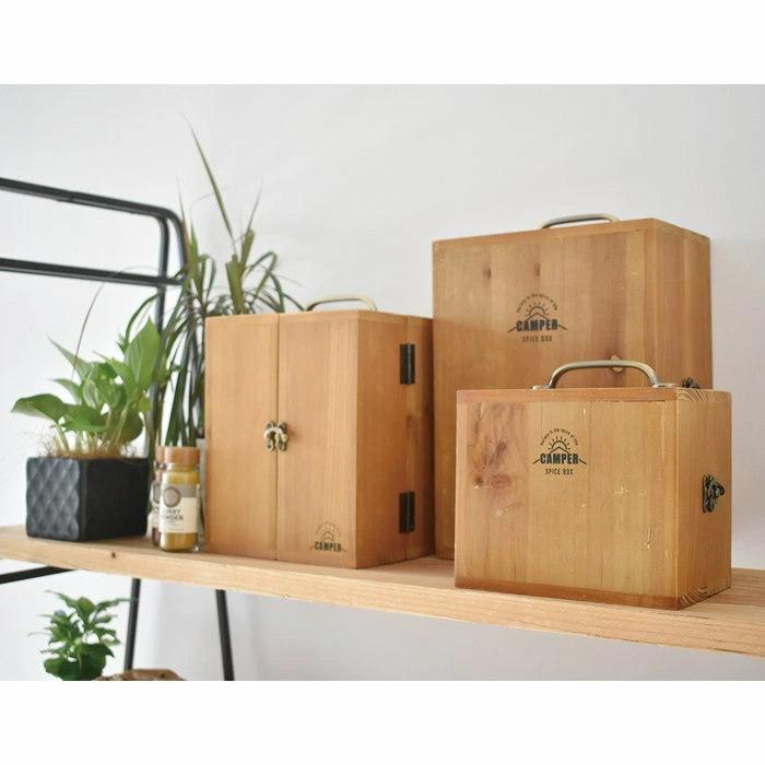 現代百貨 スパイスボックス キャンプ 木製 調味料入れ 持ち運び