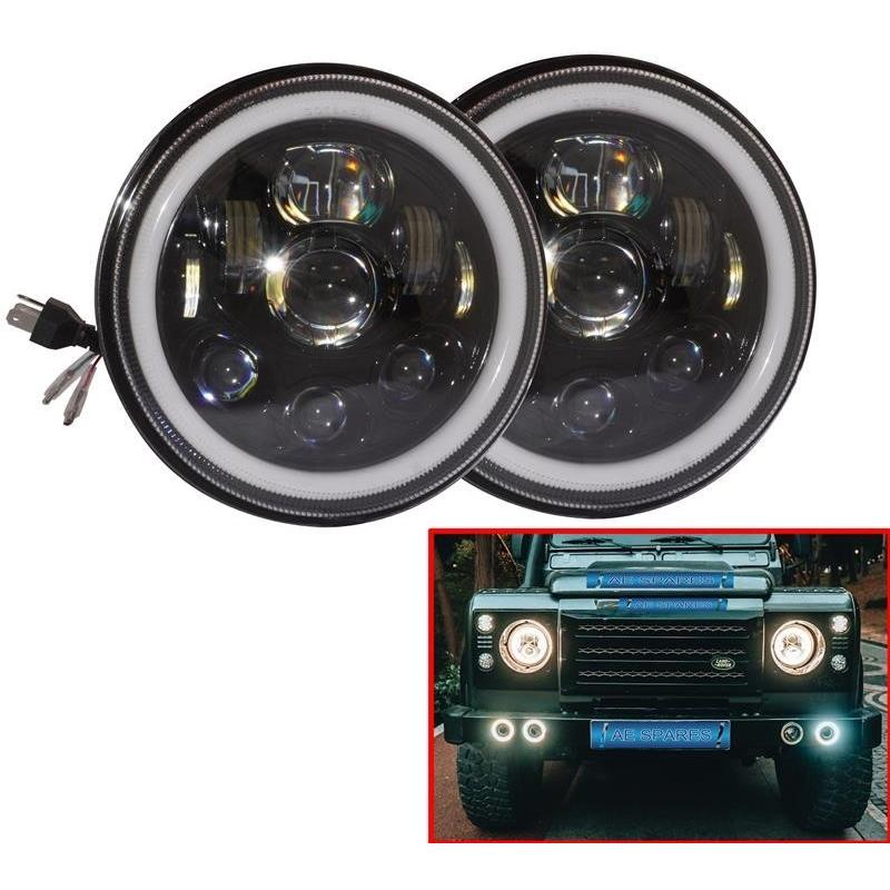 7インチ Led 車オートバイ　ヘッドライト　ハローエンジェルアイズ ランドローバー ディフェンダー用 7インチ LED ヘッドライト ハロー