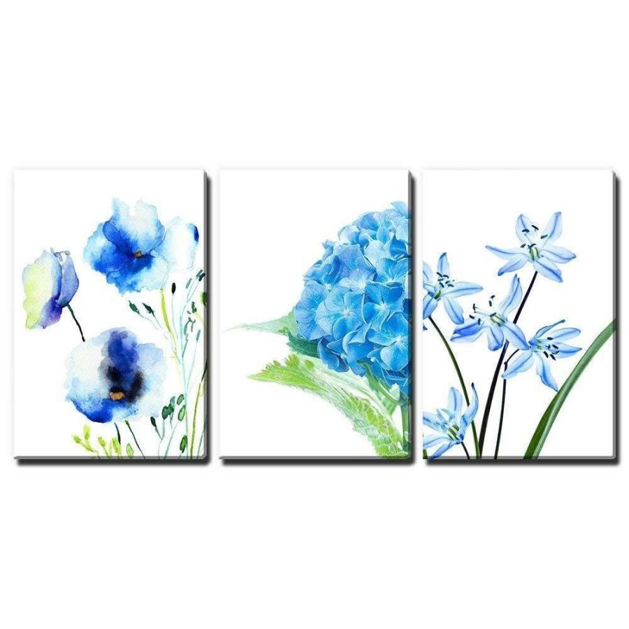 期間限定特価 ファブリックパネル Wall263パネル青い花ギャラリー キャンバスアート壁の装飾 16 X24 3枚のパネル Wall263 Panel Blue Flowers Gallery Ca 50 Off Asmistansa Ac Id