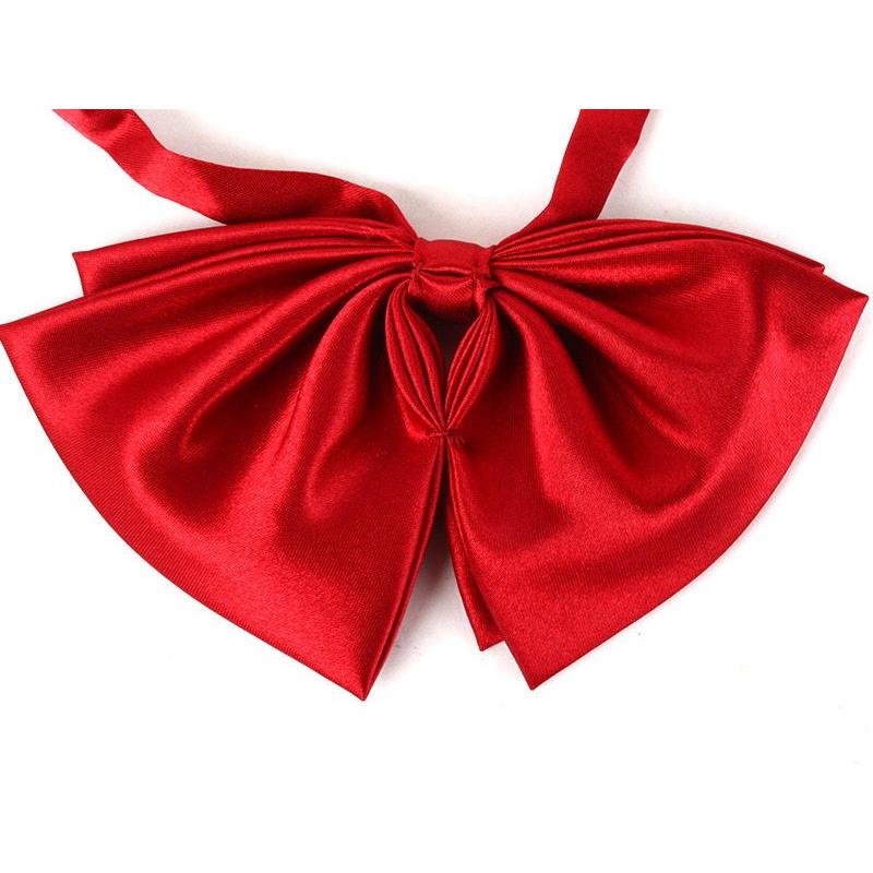 レディースファッション 学生風 光沢感 無地 蝶リボン 蝶タイ ワインレッド 予約販売 本