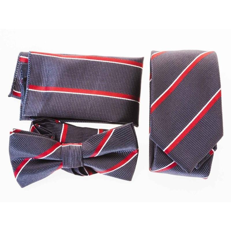 メンズファッション ビジネス カジュアル お洒落 セット 人気の雑貨がズラリ 縞柄 ネクタイ 蝶ネクタイ ポケットチーフ 赤 白 灰