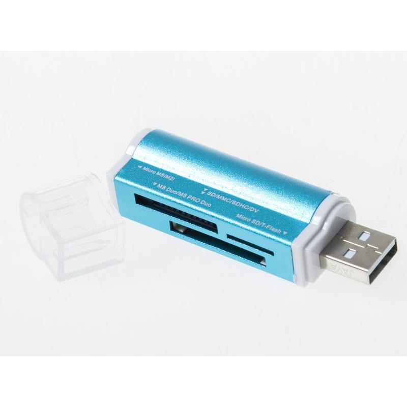 ライダータイプ マルチリーダー SD MINISD TF MS M2対応 カードリーダー USB2.0#ブルー｜piii｜02