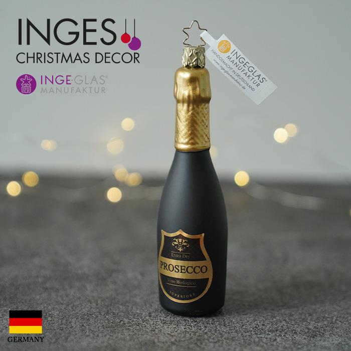ガラス製のピンクジンボトルクリスマスオーナメント