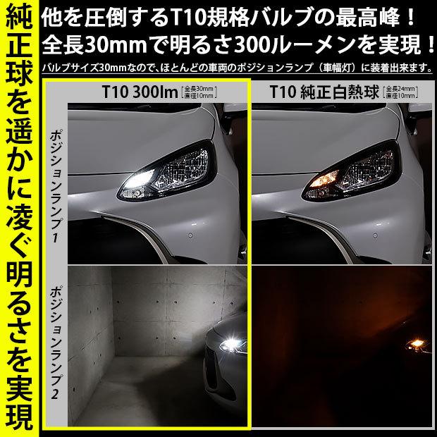 T10 バルブ LED トヨタ アクア (MXPK10系) バルブタイプ車 対応 ポジションランプ 300lm ホワイト 6700K 2個 11-H-13｜pika-q｜02