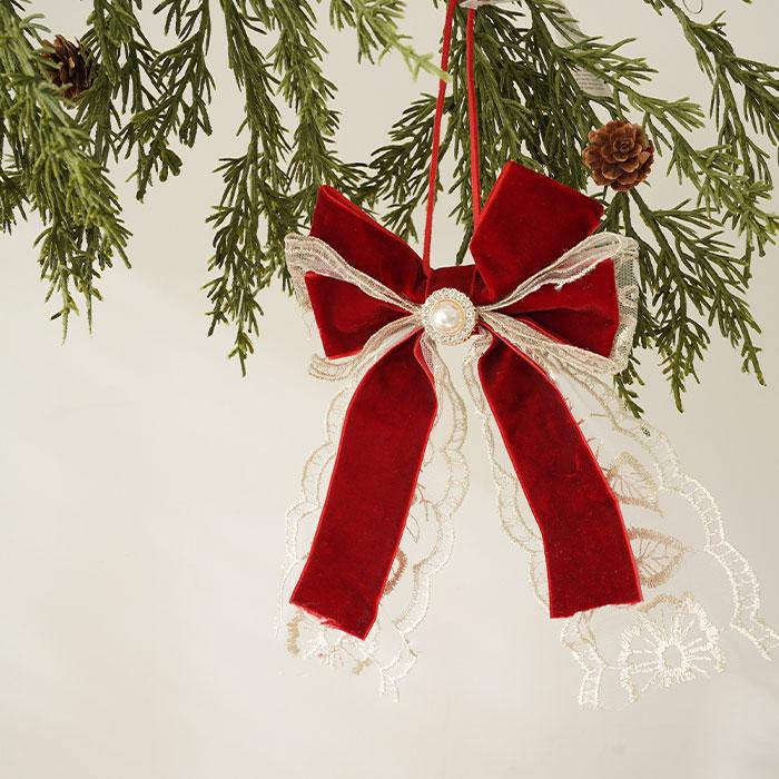 リボンオーナメント　クリスマスオーナメント クリスマスツリー オーナメント KAEMINGK (カイミング) クリップ