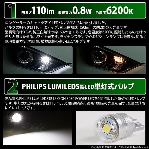 T10 バルブ LED ナンバー灯 ホンダ フリード (GB5/GB6) 対応 ライセンスランプ Cat's Eye 110lm ホワイト 6200K 2個 3-B-5｜pika-q｜02