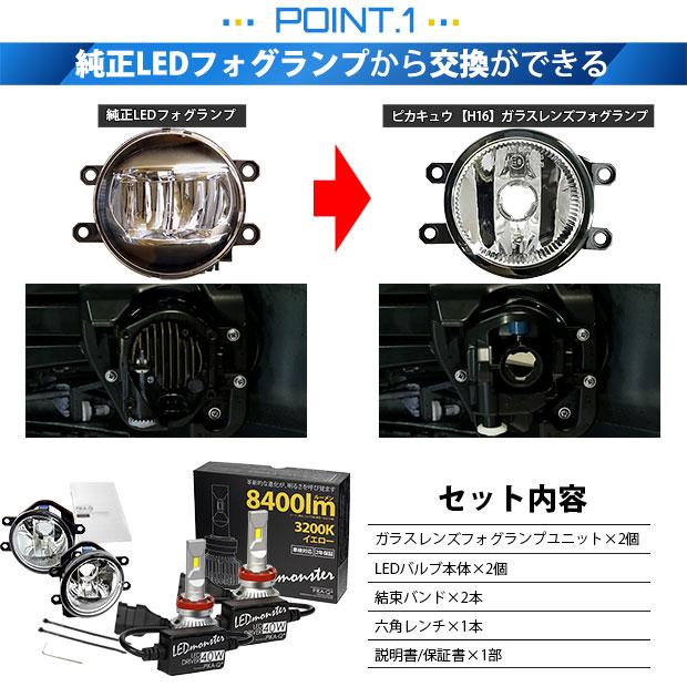 トヨタ ランドクルーザー プラド (150系 後期) 対応 バルブ LED MONSTER L8400 ガラスレンズ フォグランプキット ユニット 8400lm イエロー 3200K H16 36-D-1｜pika-q｜04