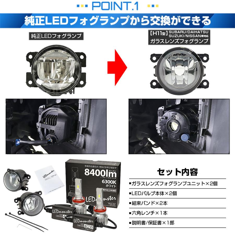 ピカキュウH16フォグランプユニット SUPAREE h11 ledバルブセット ピカキュウ スズキ スペーシアギア (MK53S) 対応 H11 バルブ LED