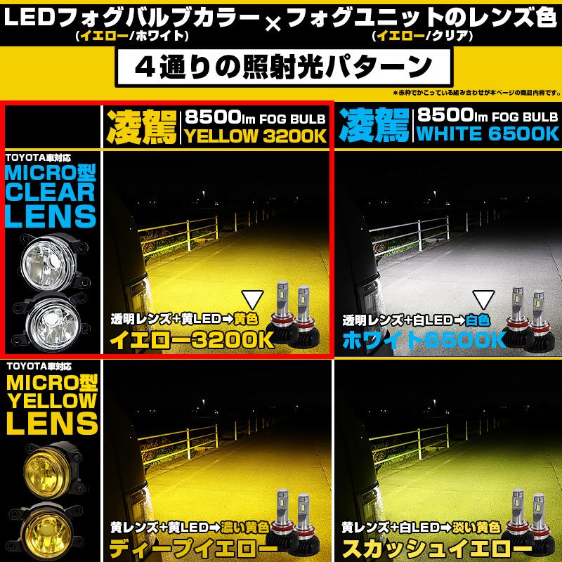 H11 LED ガラスレンズ フォグランプキット トヨタ 純正 対応 MICRO LEDフォグランプと交換可能 フォグユニット 凌駕 L8500 8500lm イエロー 黄色 3000K 44-B-4｜pika-q｜12