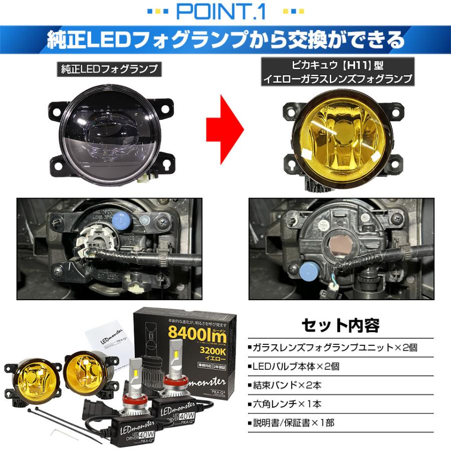 ホンダ WR-V (DG5) 対応 バルブ LED MONSTER L8400 イエロー ガラスレンズ フォグランプ ユニット 8400lm イエロー 3200K H11 44-M-5_2