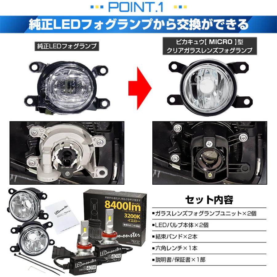 ダイハツ アトレー (S700V/S710V) MICRO 対応 H11 バルブ LED MONSTER L8400 ガラスレンズ フォグランプキット フォグユニット 8400lm 黄色 44-B-6_2