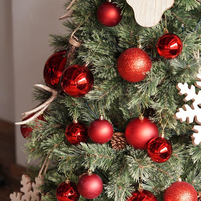 クリスマスツリー 飾り オーナメント ボール セット 北欧 6cm レッド 24個セット (シャイニー/マット各12pcs) (880048)｜pika-q｜02
