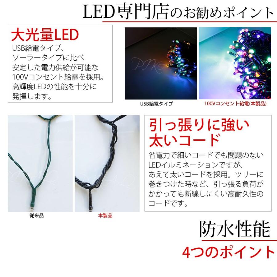 LED イルミネーションライト クリスマス ツリー 飾り 200球 黒 22m