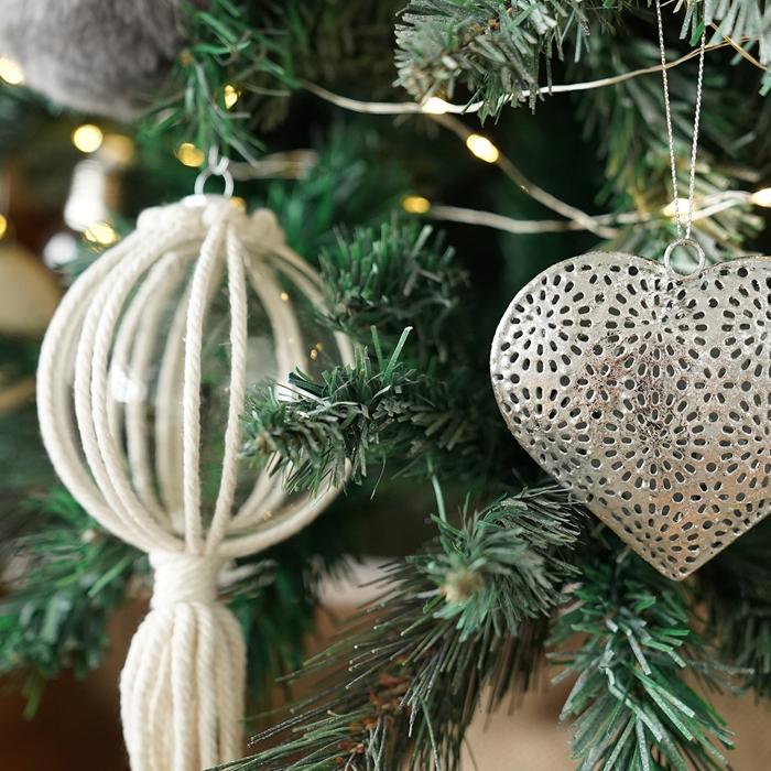 クリスマスツリー オーナメント 飾り マクラメ ガラスボール