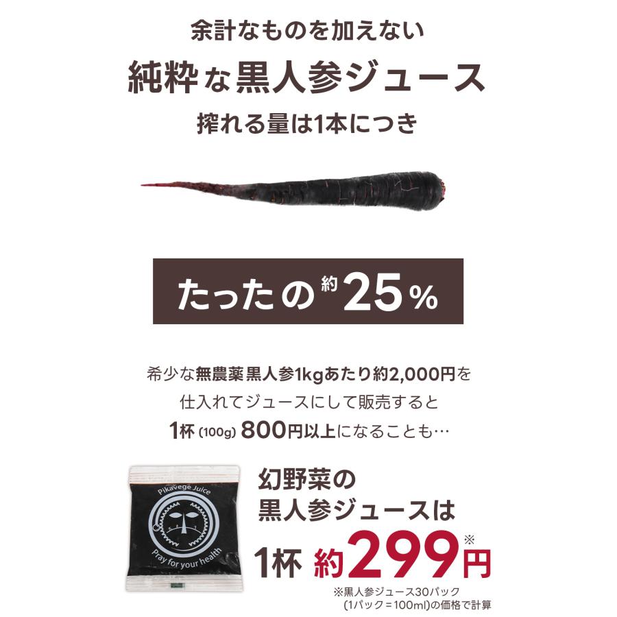 人参ジュース 無添加 黒人参 にんじんジュース 1箱 100ml×30P 冷凍 黒
