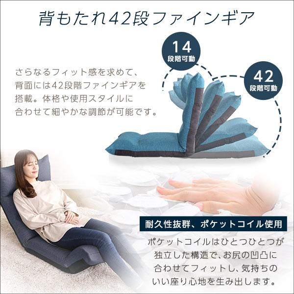 リクライニング座椅子 42段階 日本製 ヘッド可動 フットギア フット