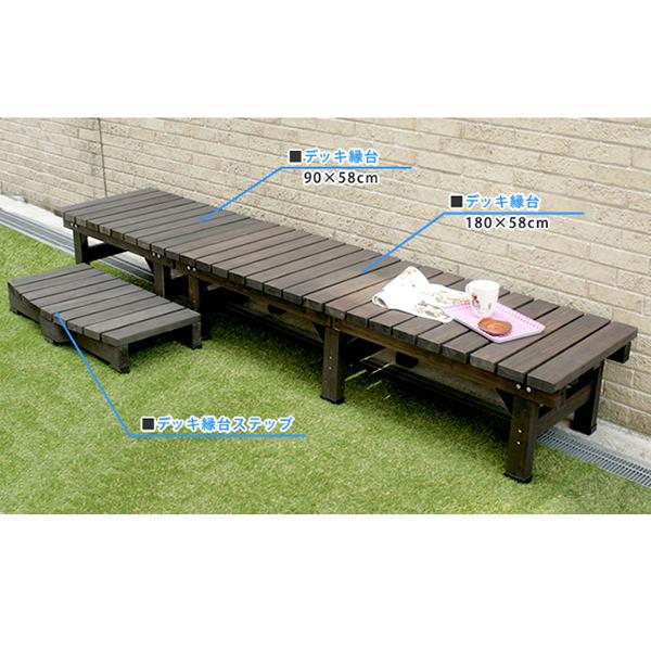 デッキ縁台 180×58cm ウッドデッキ風 簡単 縁側 本格的 DIY 木製 天然木 庭
