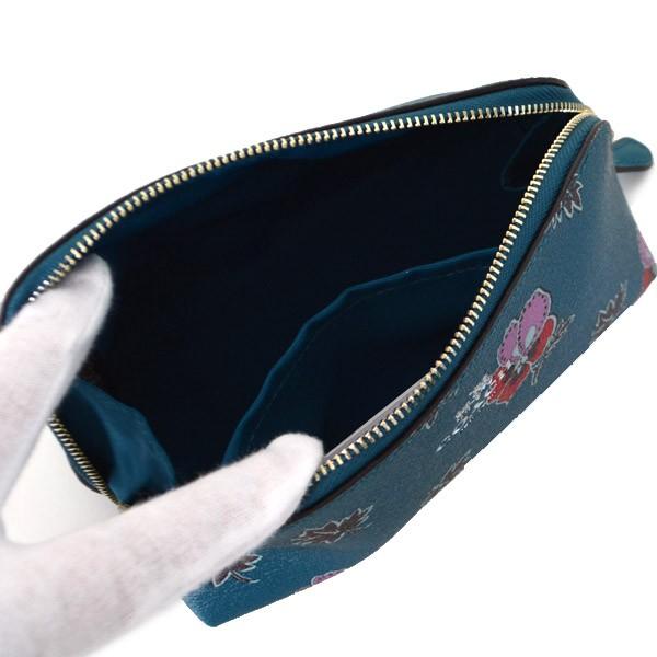 未使用品！ ☆コーチ☆ コスメティックポーチ フローラル レザー COACH（コーチ） コスメポーチ コーティング レザー ワイルドフラワー