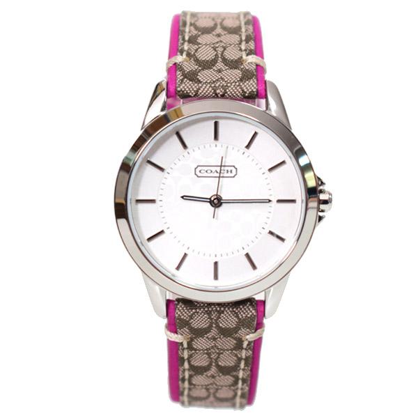 コーチ 時計 COACH レザー ジャガードキャンバス ステンレススチール シグネチャー クラシック レディース ウォッチ 腕時計 ピンクブラウン×シルバー 14501543