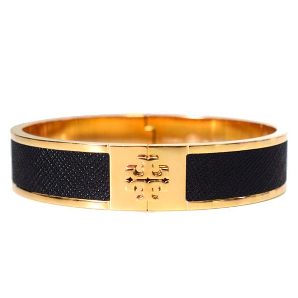 TORY BURCH トリーバーチ バングル メタル レザー インレイ カフ ロゴ  
