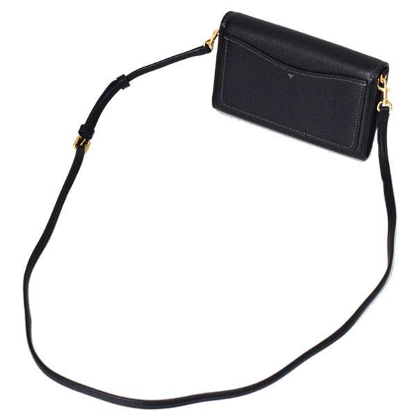 【美品】Tory Burch ブラックレザーウォレットショルダーバッグ TORY BURCH（トリーバーチ） バッグ レザー フラップ ウォレット 2way