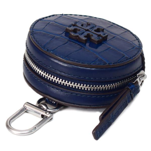 トリーバーチ ケース TORY BURCH エンボスド クロコダイル レザー ロゴ  ポーチ キーフォブ ラウンド ジップ 小銭入れ ネイビー 153391 TORY BURCH（トリーバーチ） コインケース エンボスド クロコダイル
